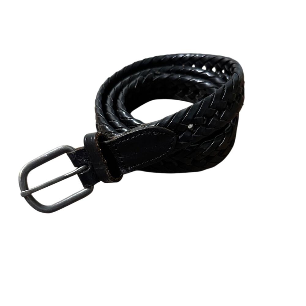 Black leather braided belt size large